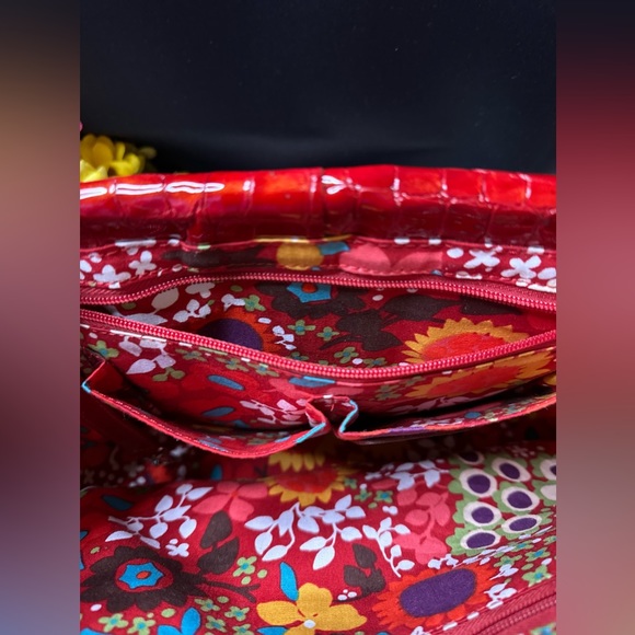 Rare Brighton Straw & Red Leather Trim Shoulder Bag w/Butterfly Magnetic Closure - Picture 11 of 16